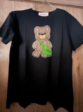 Zwarte shirt beer strass groen S/M