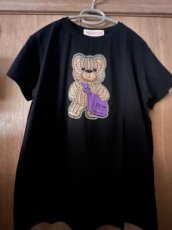 Zwarte shirt beer strass paars S/M
