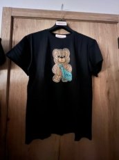Zwarte shirt beer strass licht blauw L/XL